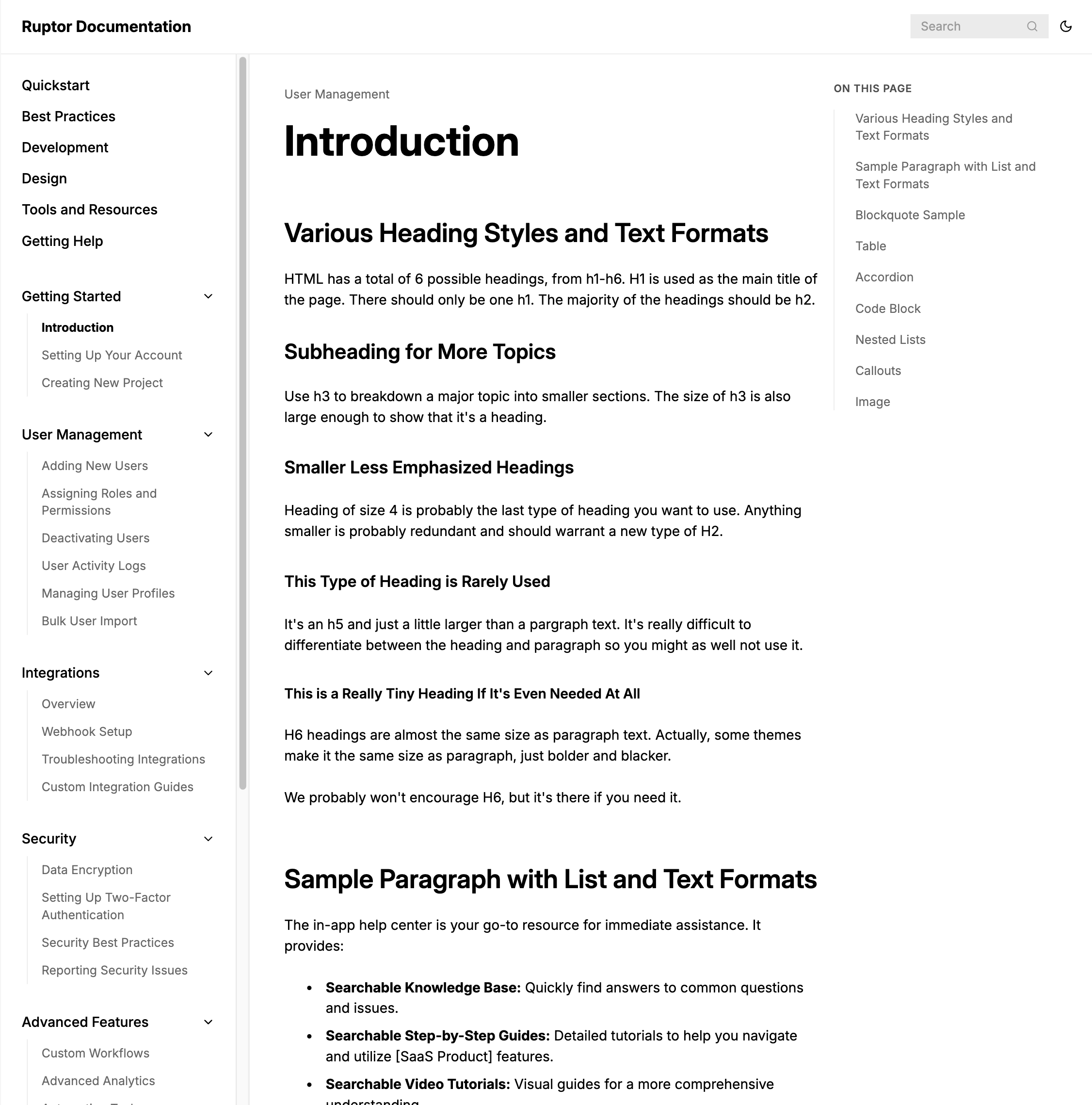 Documentation theme