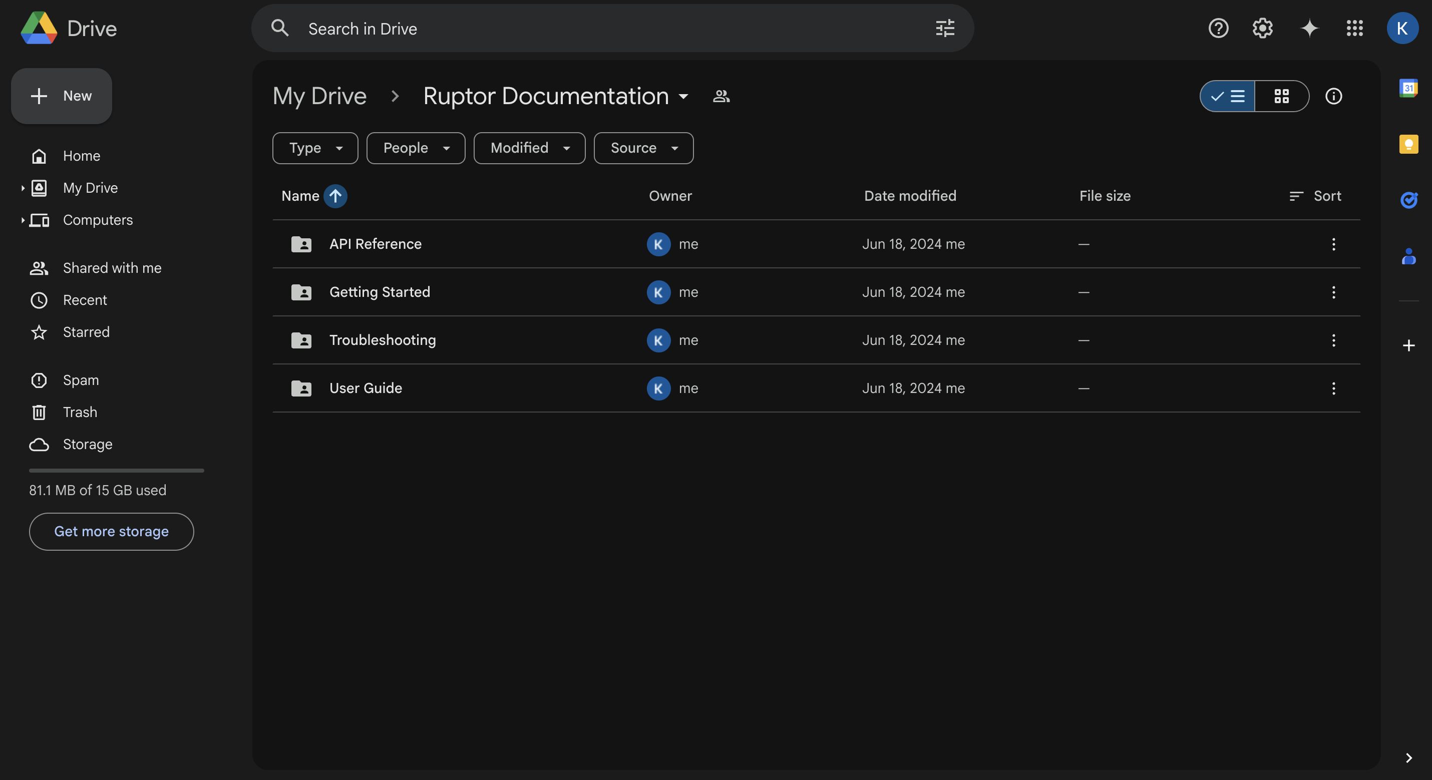 Ruptor folder in Google Drive